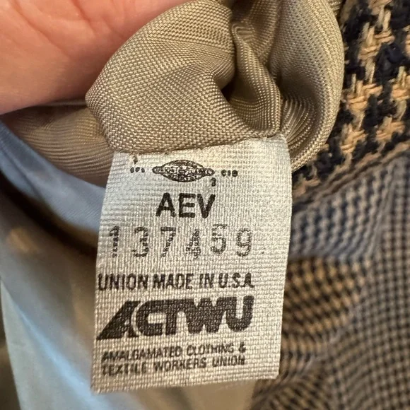 Allyn Saint George Vintage Houndstooth Wool Blazer Mens 42R USA Union Made - Picture 8 of 8